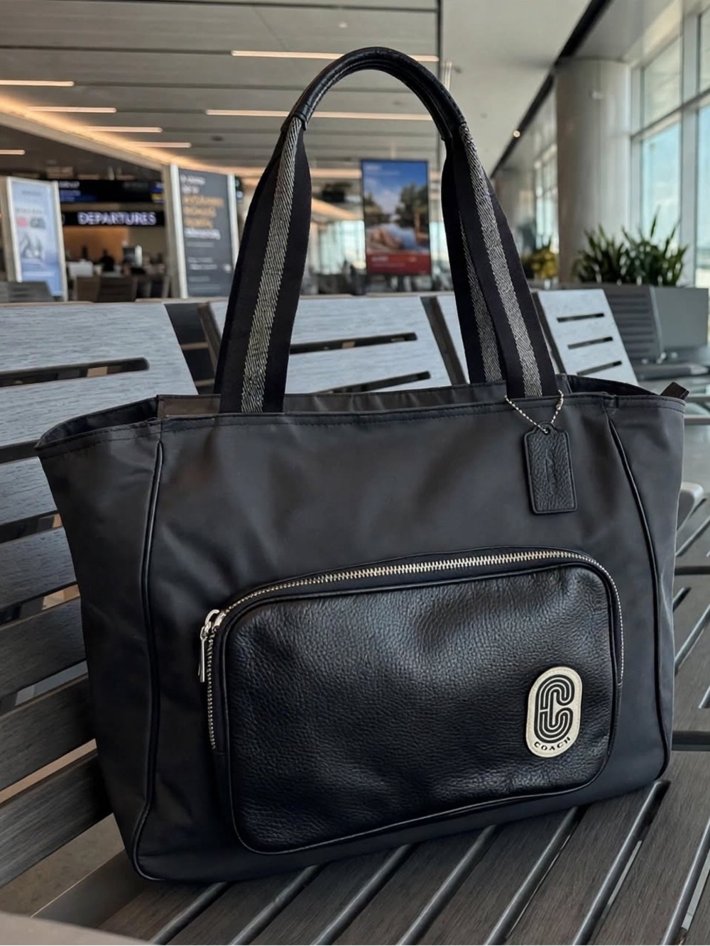Coach Court Black Tote with Front Pocket